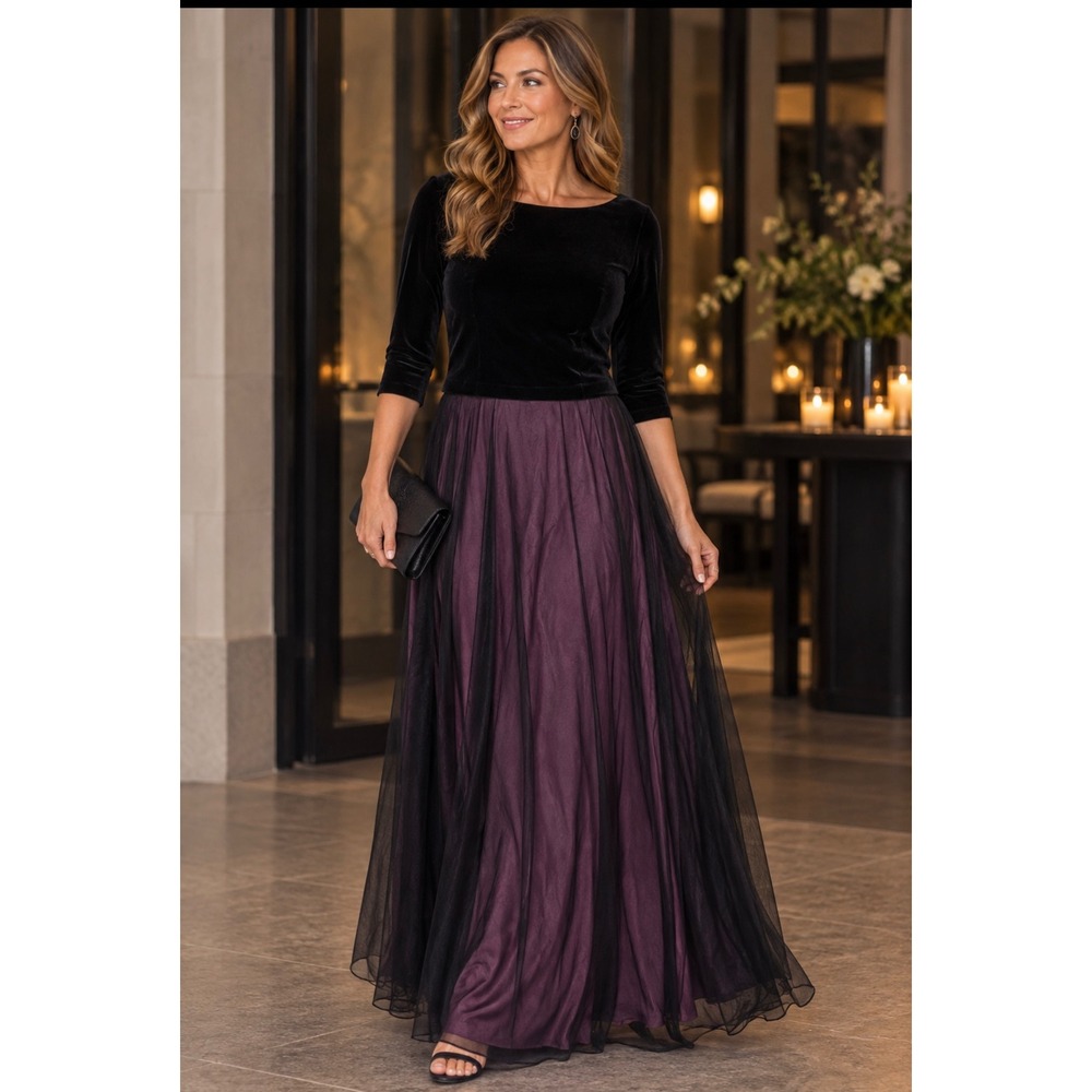 Michaelangelo 2 pc Eveningwear Set Sz 12 Maxi & Velvet top Witchy Whimsigoth
